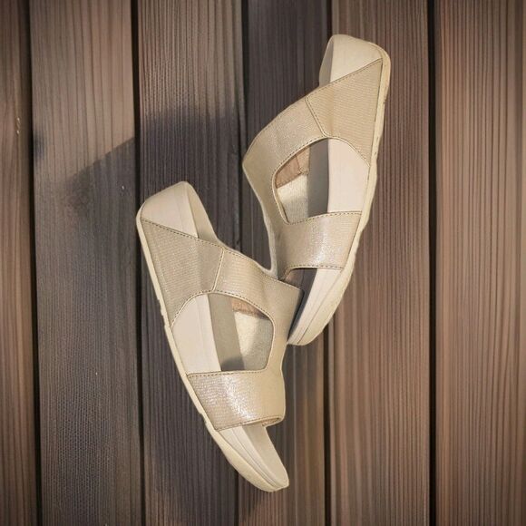 FitFlop H-Bar Pearl Shimmer Slip On Sandal Women’s Size 6 - Picture 1 of 8
